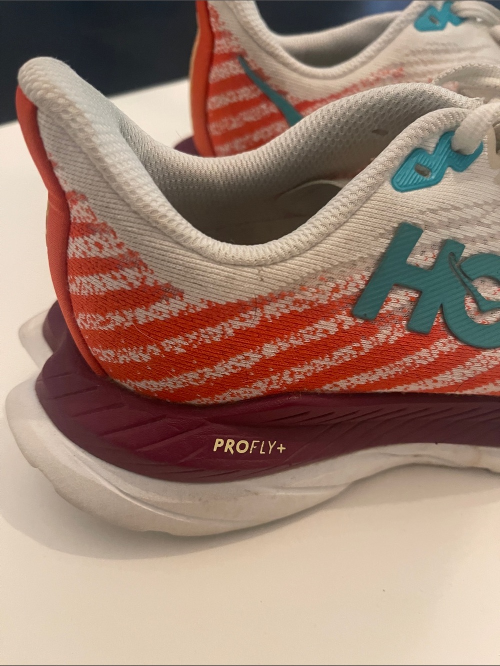 Hoka Mach 5 Running Sneakers with Teal & Orange Accents. 7d wide - Picture 2 of 12